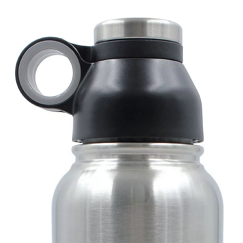 Brentwood GeoJug 40oz Stainless Steel Vacuum Insulated Water Bottle， Black