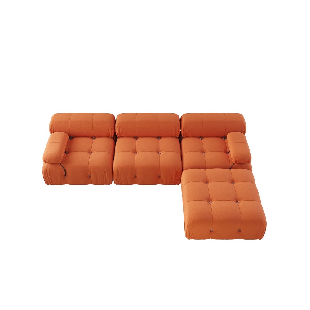 L shape Teddy Sectional Sofa Soft Couch