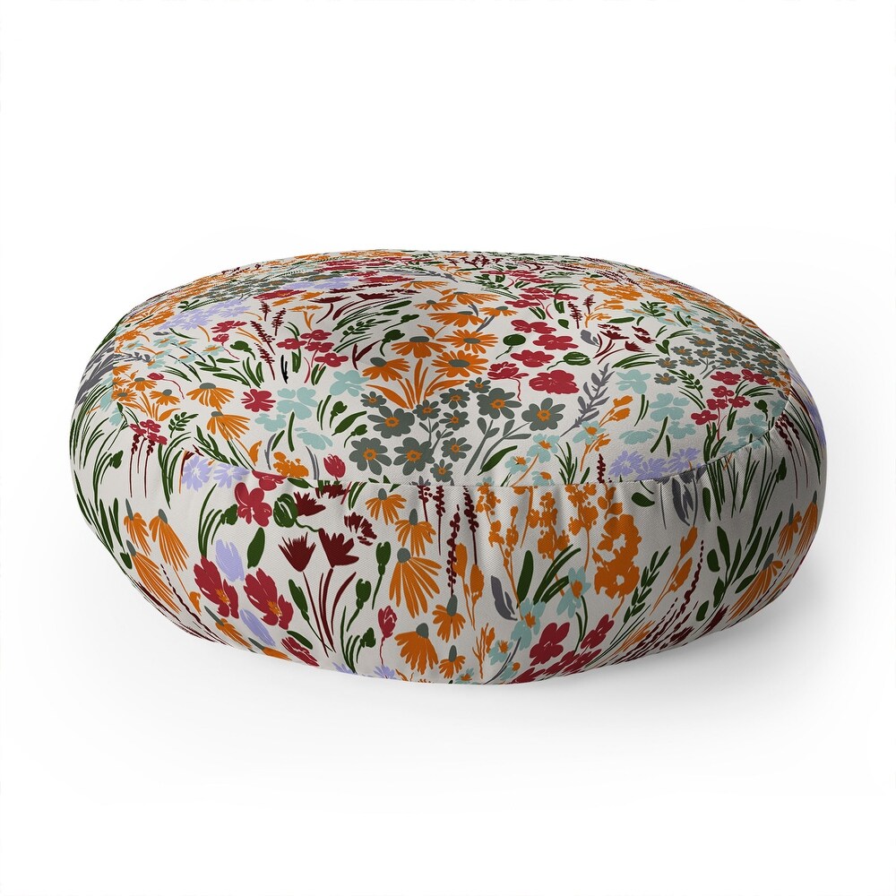 Marta Barragan Camarasa Spring Flowery Meadow 02 Made To Order Floor Pillow Round Gusseted 23\