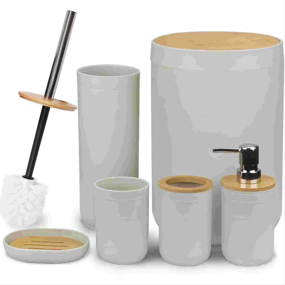 Dyiom Plastic 7 Pieces Bamboo Bathroom Accessories Sets 1268367411