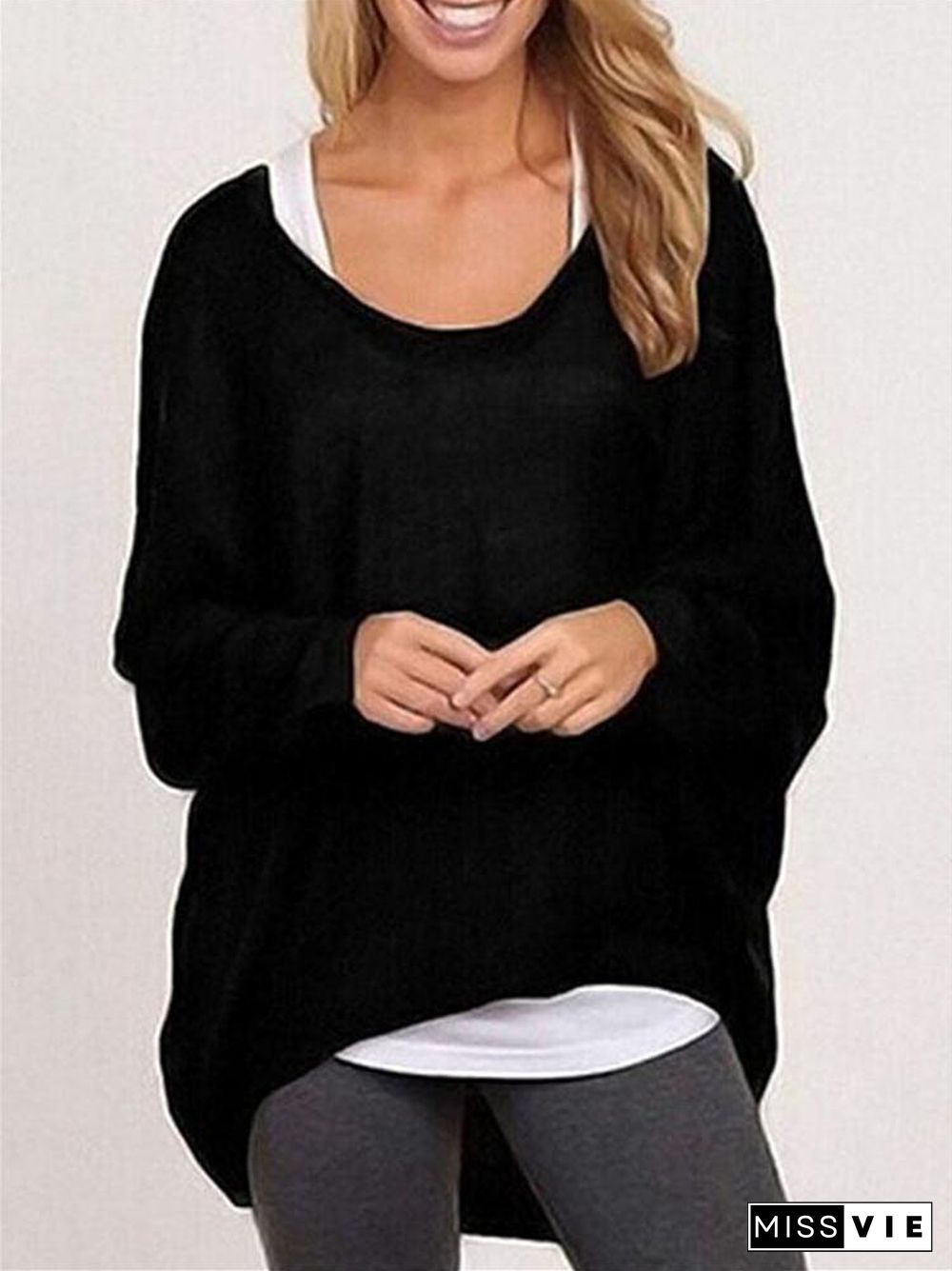 Fall Fashion Women's Long Sleeve Solid Color Woolen Sweater Plus Size Casual Tops Loose T-shirt Pullovers P11502