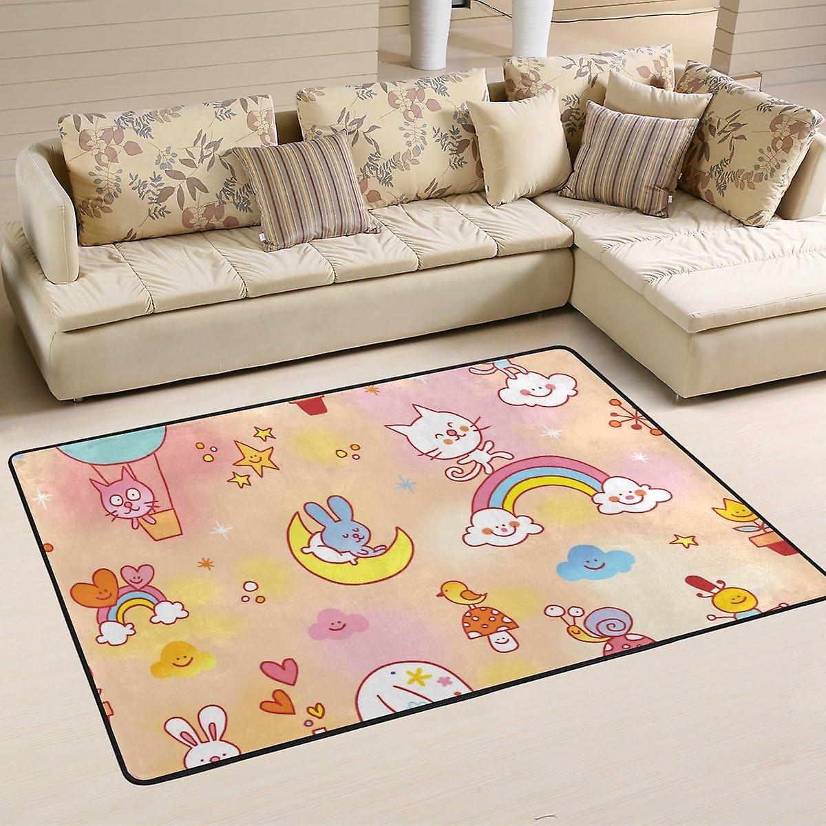 Colourlife Lightweight Carpet Mats Area Soft Rugs Floor Mat Doormat Decoration For Rooms Entrance 36 X 24 Inches Rainbow Animals