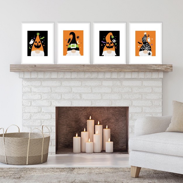 Big Dot Of Happiness Halloween Gnomes Unframed Spooky Fall Linen Paper Wall Art Set Of 4 Artisms 8 X 10 Inches