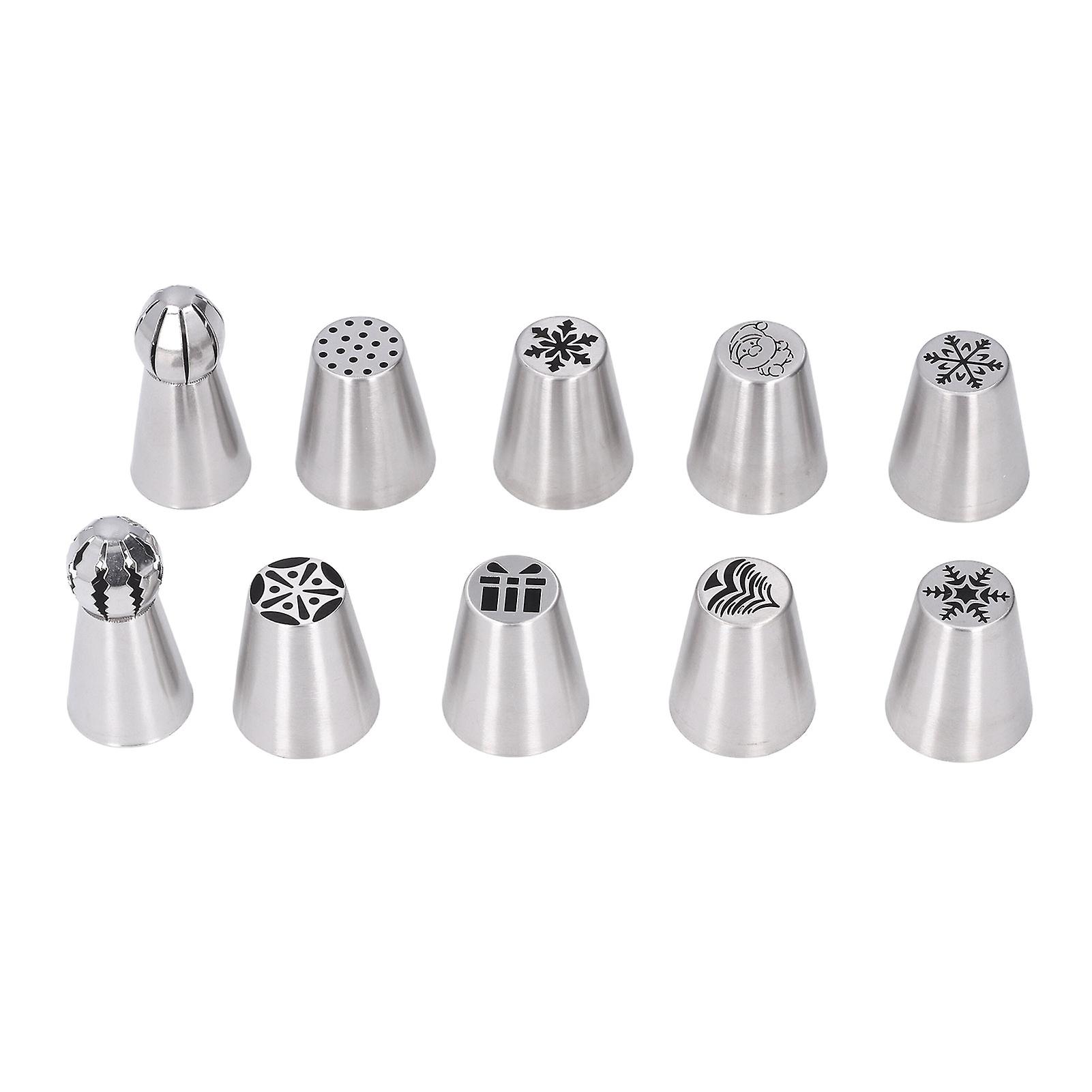 10pcs Piping Tip Set Stainless Steel Flower Frosting Tip Diy Cake Decorating Tip For Kitchen Dessert Shop