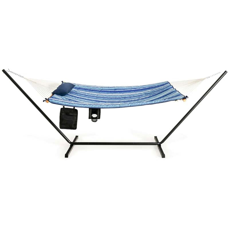 Hammock Chair Stand Set Cotton Swing with Pillow & Cup Holder