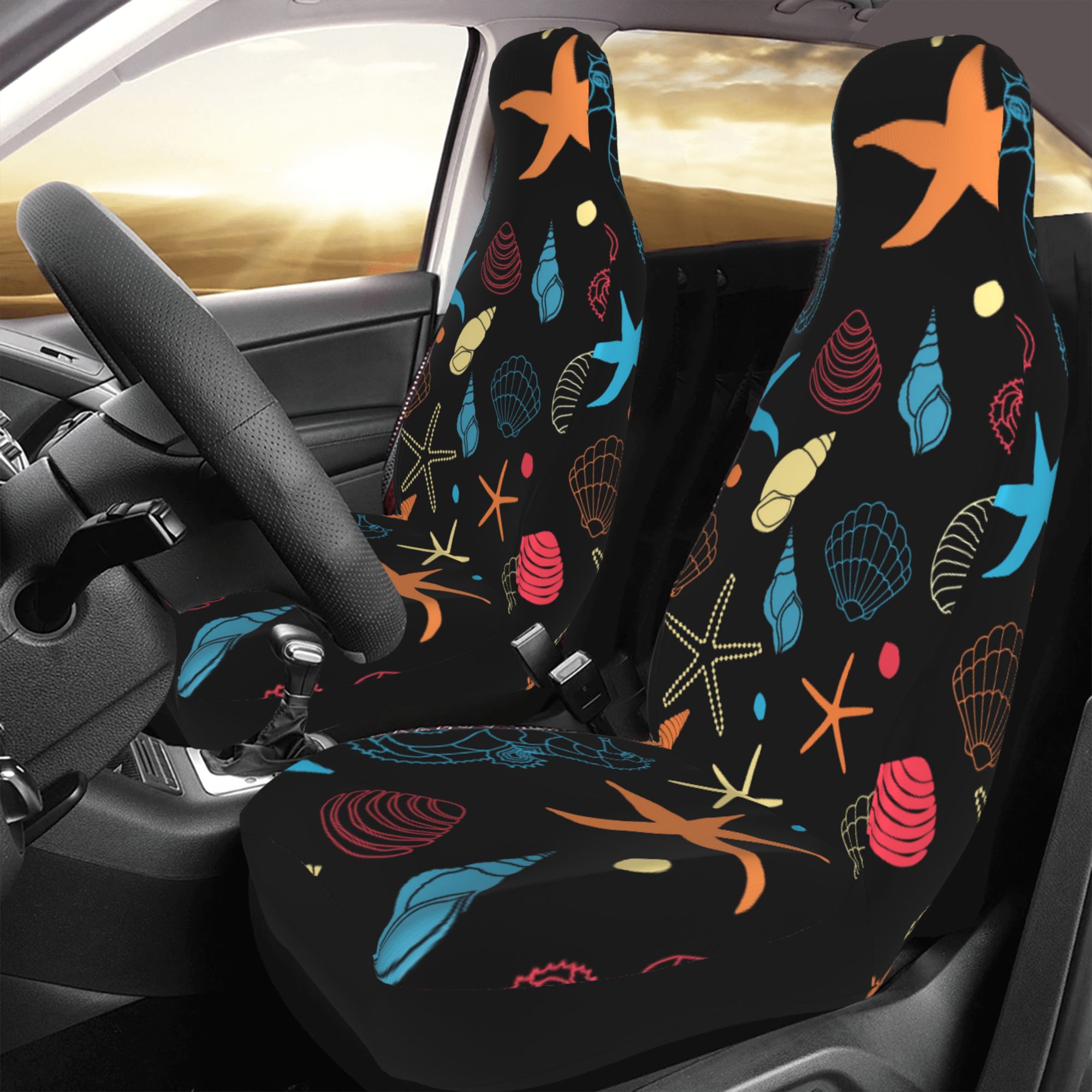 ZICANCN Car Seat Cover Seahorse Starfish Car Front Seat Covers Protectors ， Automotive Seat Covers for Cars Trucks Suv