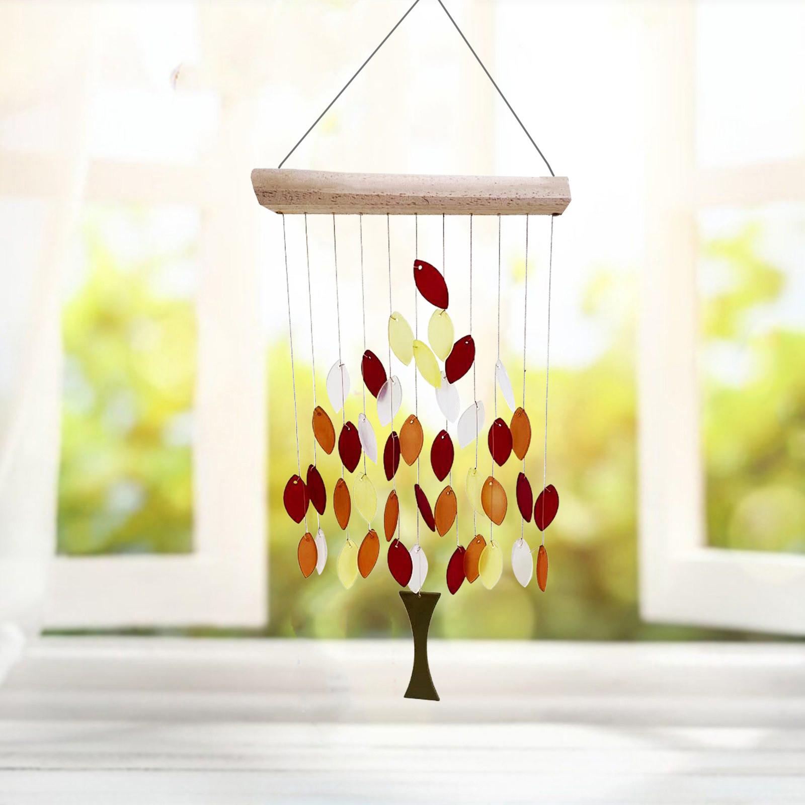 Garden Wind Chimes Beautiful Maple Leaves Garden Gifts Rotatable Windchime Hanging Decoration Clearance Outside Yard Patio Home Decor Ornament - orange