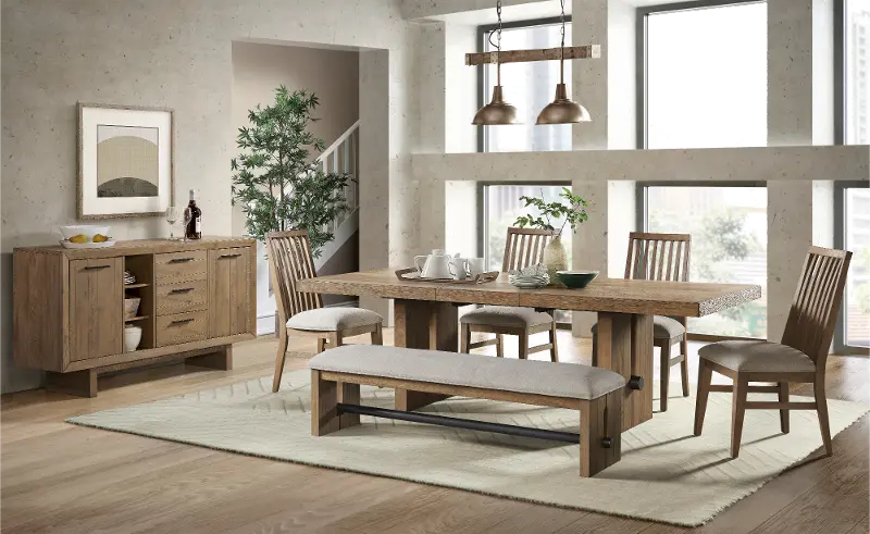 Loft Harbor Weathered Oak 6 Piece Dining Room Set