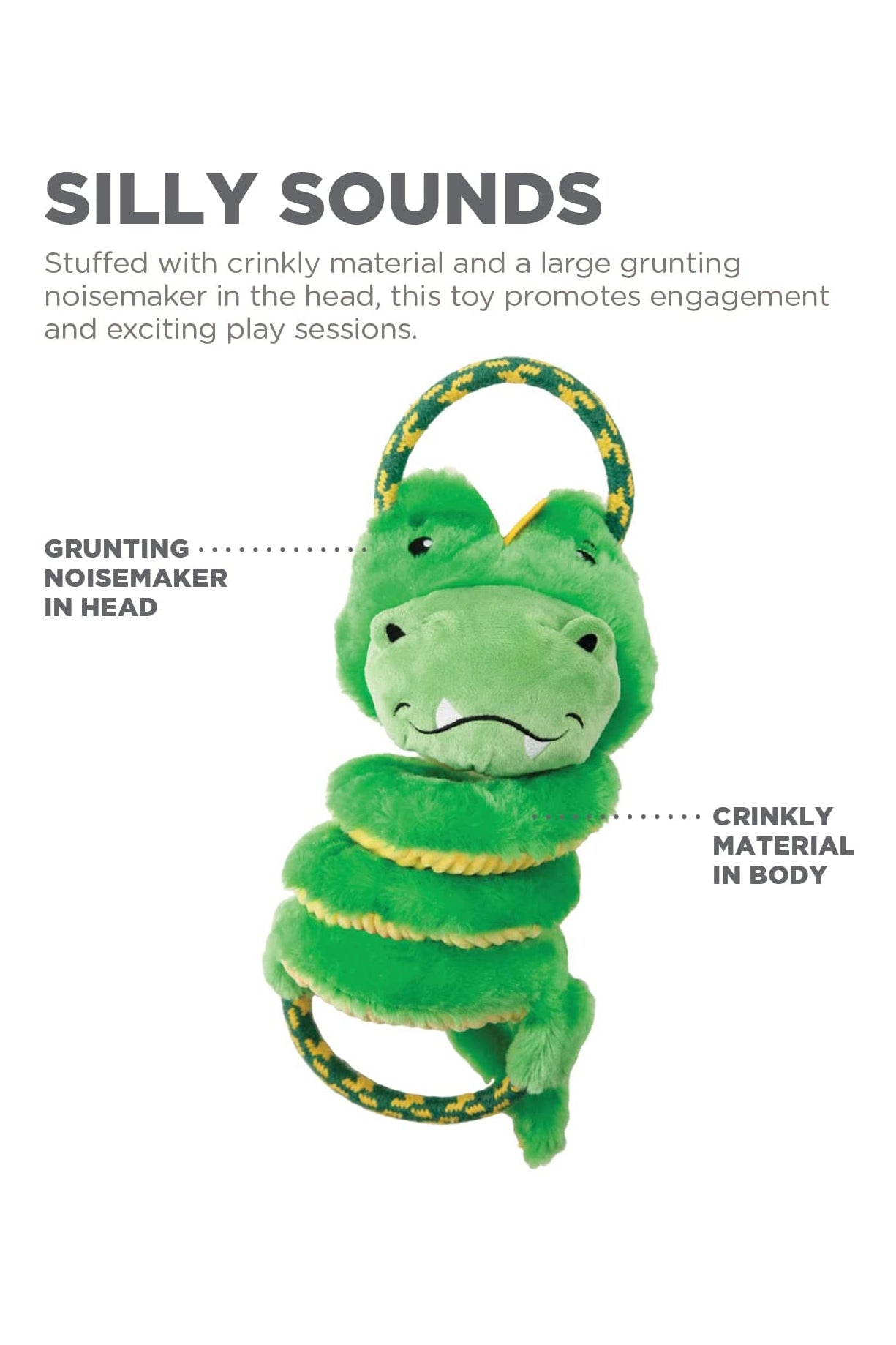 Charming Pet Springys Gator Dog Toy，