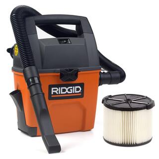 RIDGID 3 Gallon 3.5 Peak HP Portable WetDry Shop Vacuum with Built in Dust Pan Filter Expandable Locking Hose and Car Nozzle WD3050