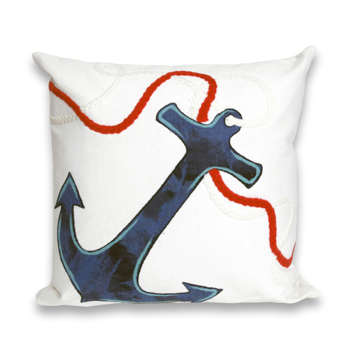 Liora Manne Visions I White Anchor Polyester Throw Pillow 20 in. H X 2 in. W X 20 in. L