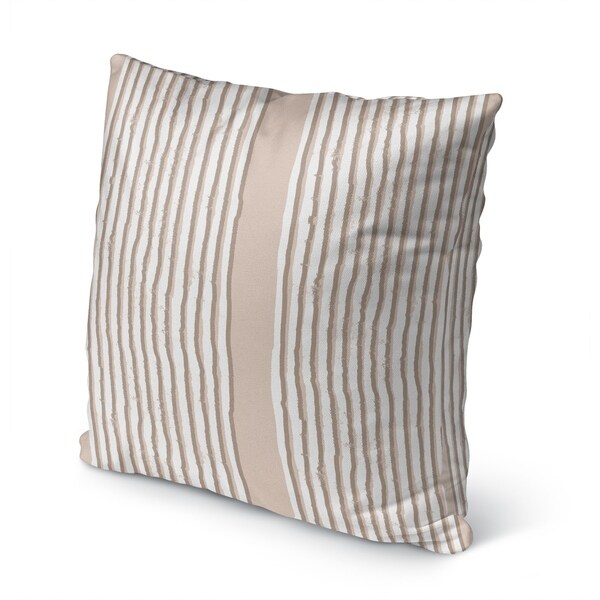 ZEN STRIPE BLOCK PRINT BEIGE Indoor|Outdoor Pillow By Kavka Designs - 18X18