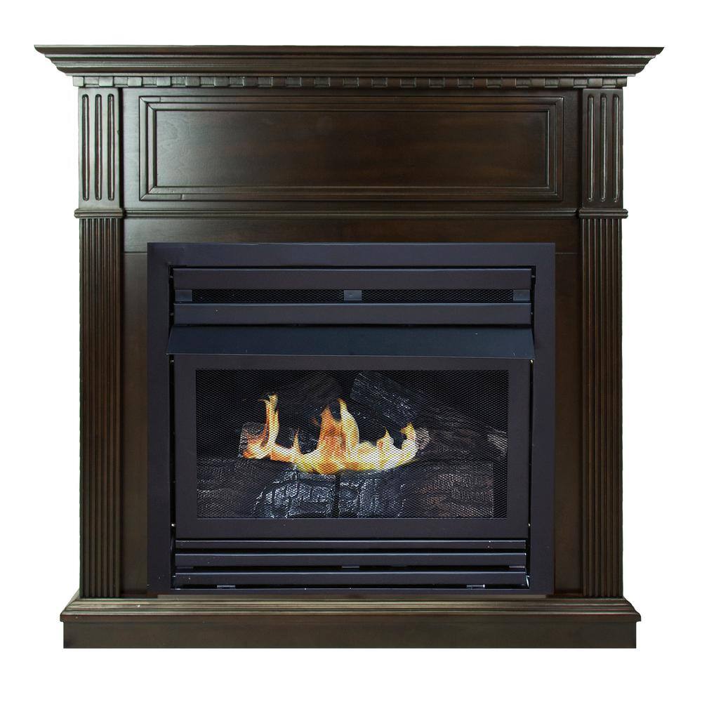 Pleasant Hearth 27500 BTU 42 in. Convertible Ventless Propane Gas Fireplace in Tobacco VFF-PH26LP-T2