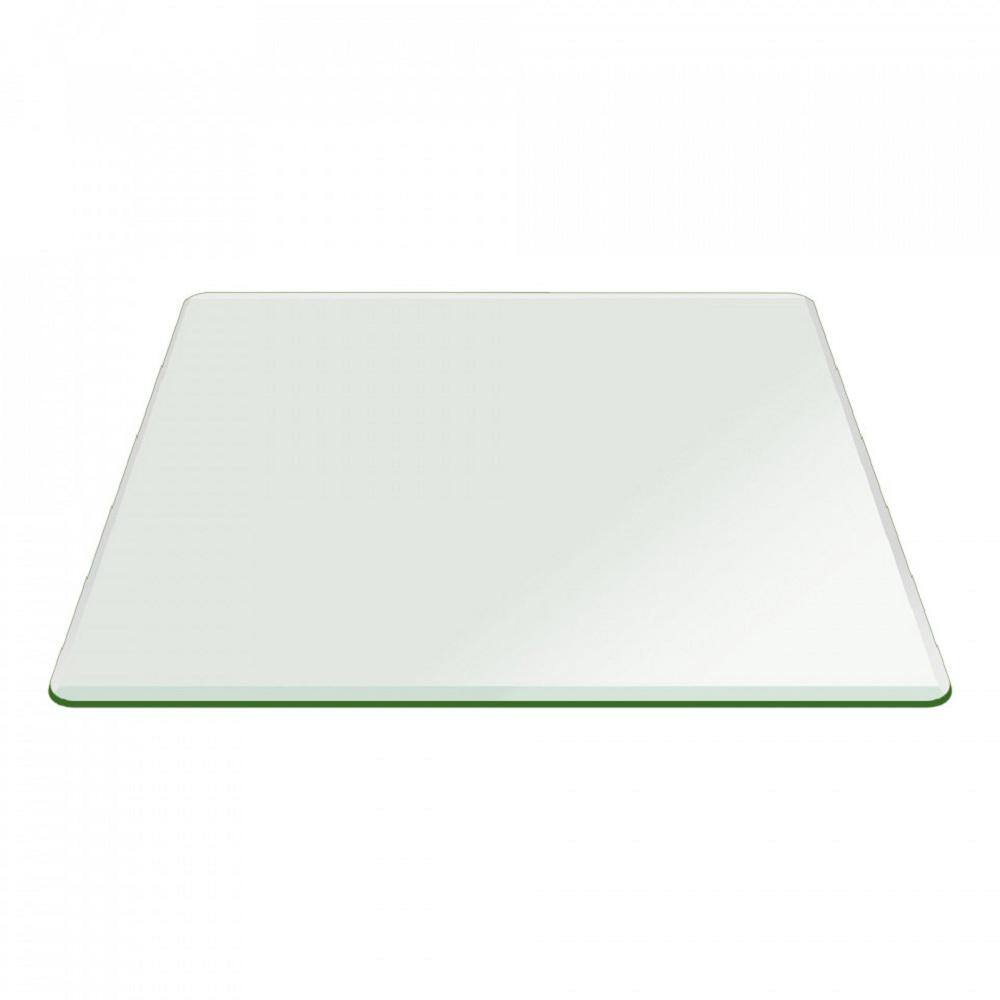 Fab Glass and Mirror 42 in. Clear Square Glass Table Top 12 in. Thick Bevel Polish Tempered Radius Corners 42SQR12THBEAN