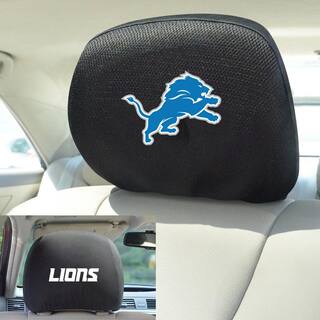 FANMATS NFL Detroit Lions Black Embroidered Head Rest Cover Set (2-Piece) 12499