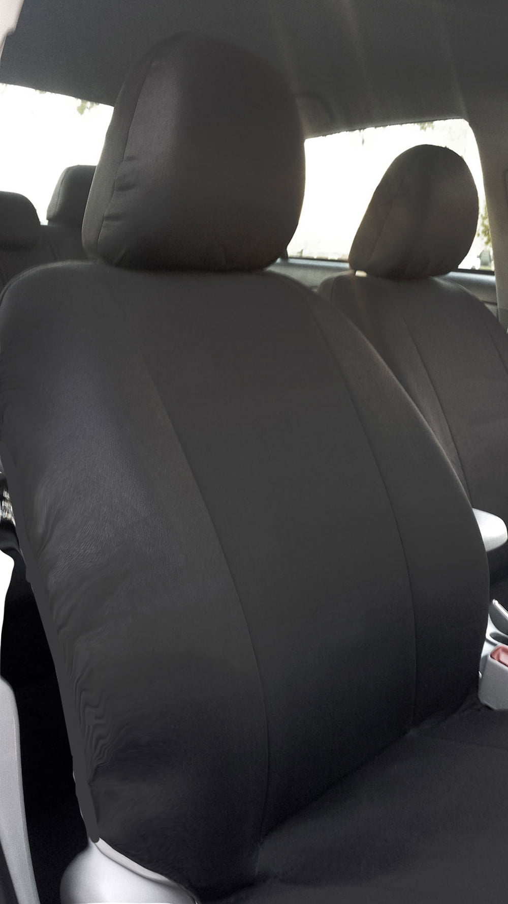 YupbizAuto AUto Cars Trucks SUV Solid Black Polyester Universal Size Headrest Covers with Foam Backing- Set of 4 Pieces