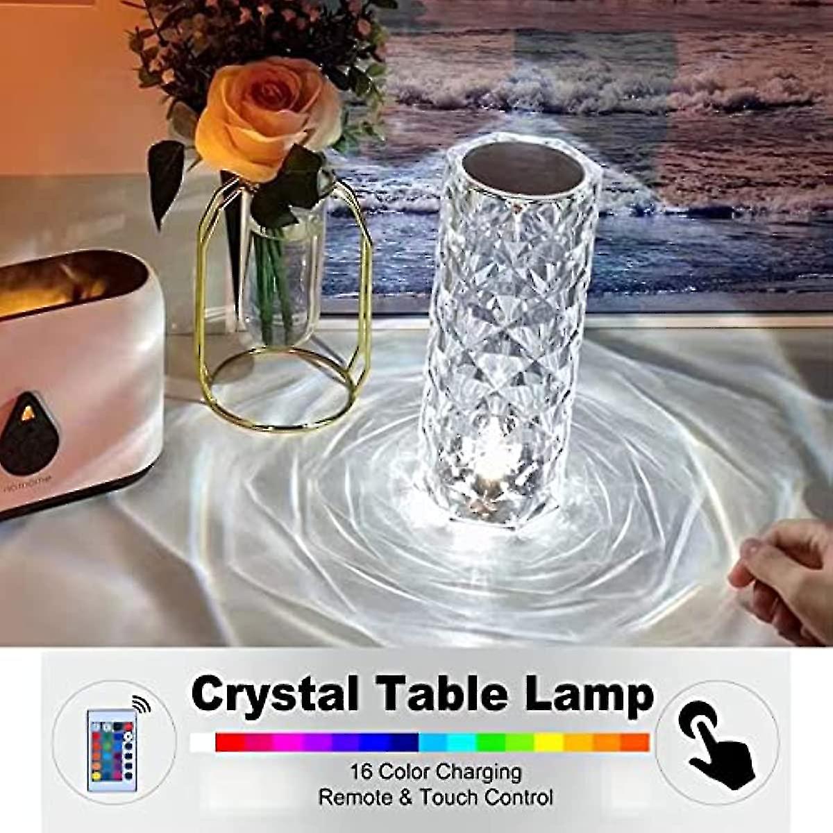 16 Color Crystal Lamp Led Night Light  Crystal Rose Diamond Table Lamp Touch Control  Usb Rechargeable Bedside Lamps Romantic Lighting For For Kids Be