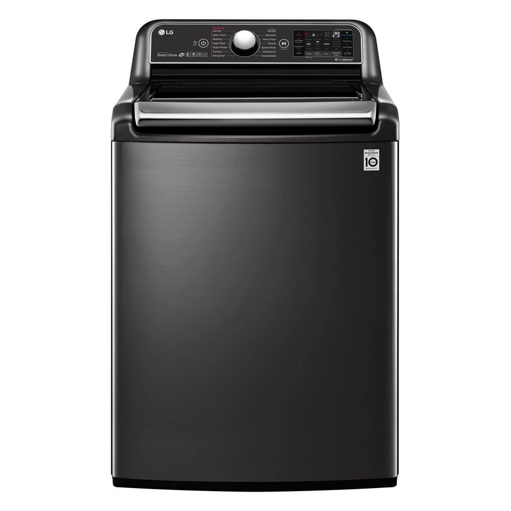 LG 5.5 Cu. Ft. SMART Top Load Washer in Black Steel with Impeller NeveRust Drum and TurboWash3D Technlogy WT7900HBA