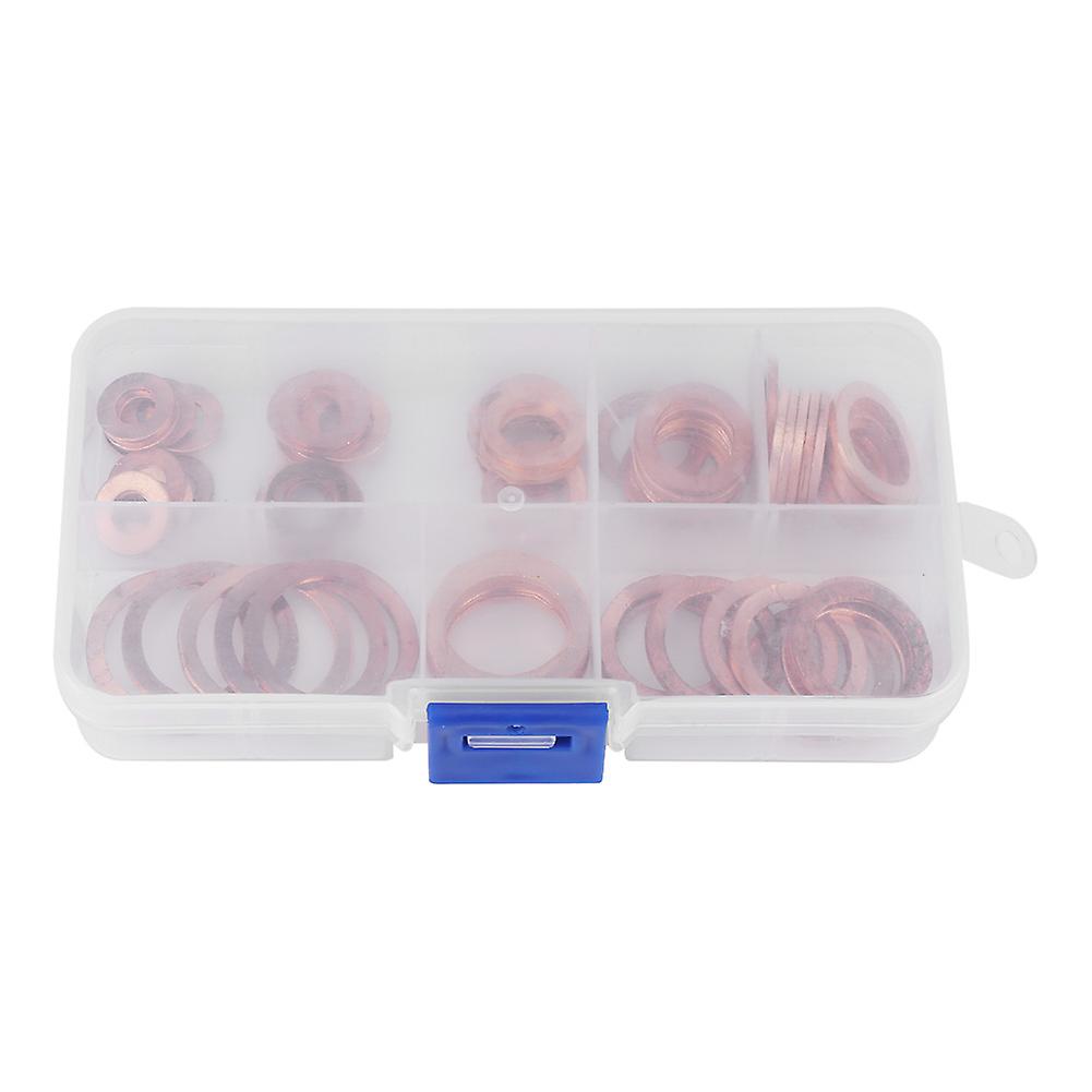 80pcs Solid Copper Sump Plug Assorted Washers Metal Kit Garage Engine Set With Box