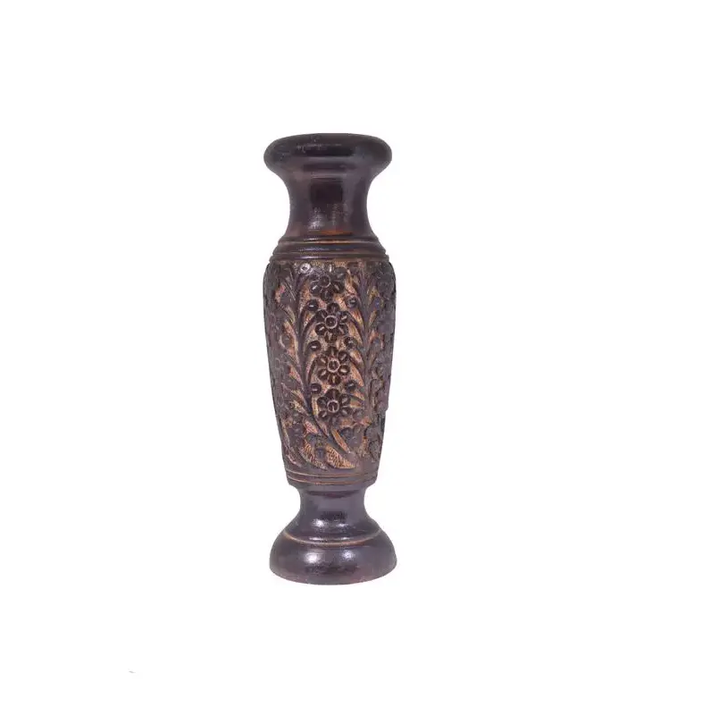 Garden ware Handmade Elegant Style Hand carved Antique Footed Vase For Decoration Wood Flower Pot For Gifts   Decor