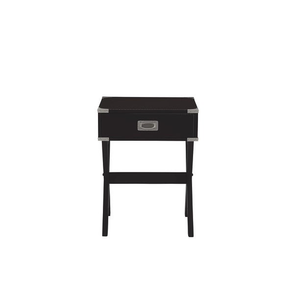 Modern Style Babs End Table with 1 Drawer， Wooden Top w/Metal Corners