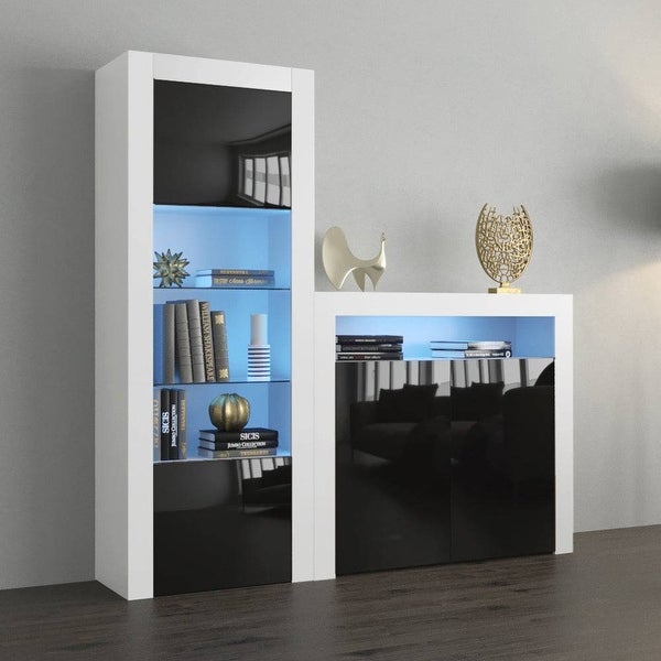 Milano Set 2D-BK Modern Wall Unit Entertainment Center