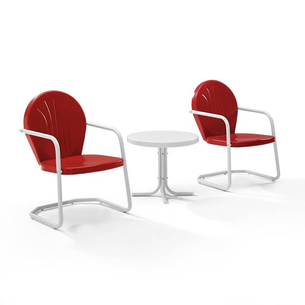 Griffith 3pc Metal Conversation Seating Set Red Crosley