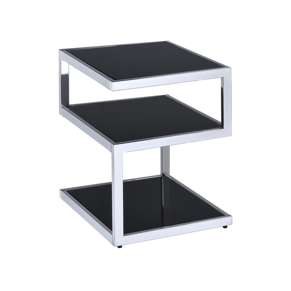 Side Table with Black Glass Top