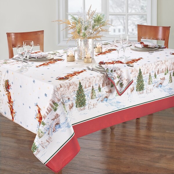 Santa's Snowy Sleighride Tablecloth