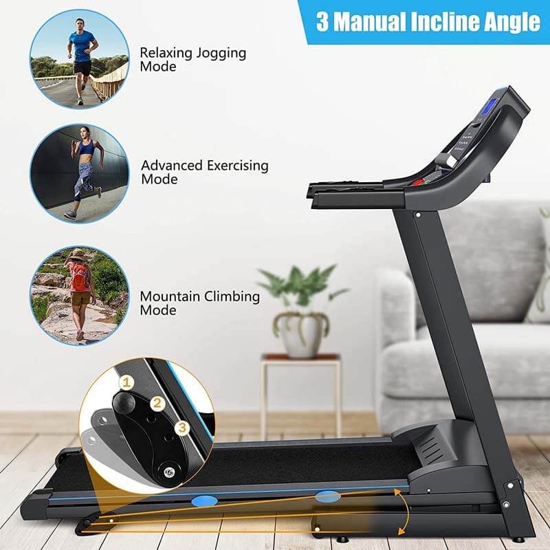 2.25HP Folding Treadmill for Home/Gym, Electric Motorized Portable Running Walking Exercise Machine with Blue-Ray LCD Display