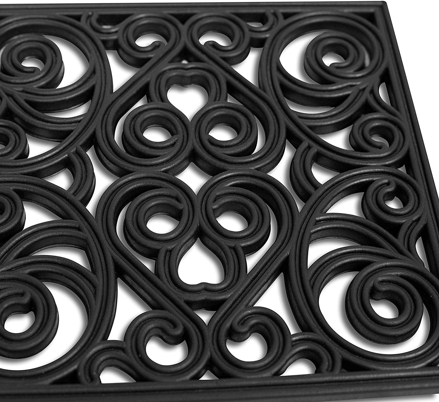 BirdRock Home Rubber Stepping Stone Tiles - 12 x 12" - Set of 3 - Black