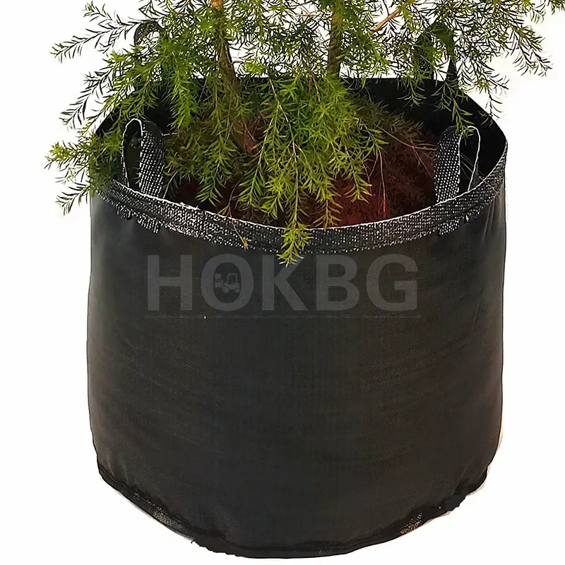 HOKBG 26 gallon customized Anti UV PP Woven Fabric plant nursery grow bag fabric garden pots   planters bags