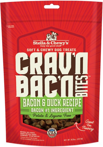 Stella and Chewy's Crav'n Bac'n Bites Bacon and Duck Recipe Dog Treats， 8.25-oz bag