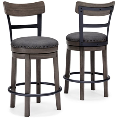 Signature Design by Ashley Caitbrook 24 Farmhouse Counter Height Upholstered Swivel Barstool， Gray