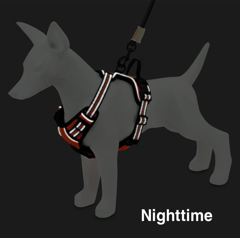 Voyager Dog Harness Dual Leash Attachment No-Pull Control Adjustable Soft but Strong Pet Harness for Medium and Large Dogs with 3M Reflective Technology - Orange， L (Chest: 25 - 30