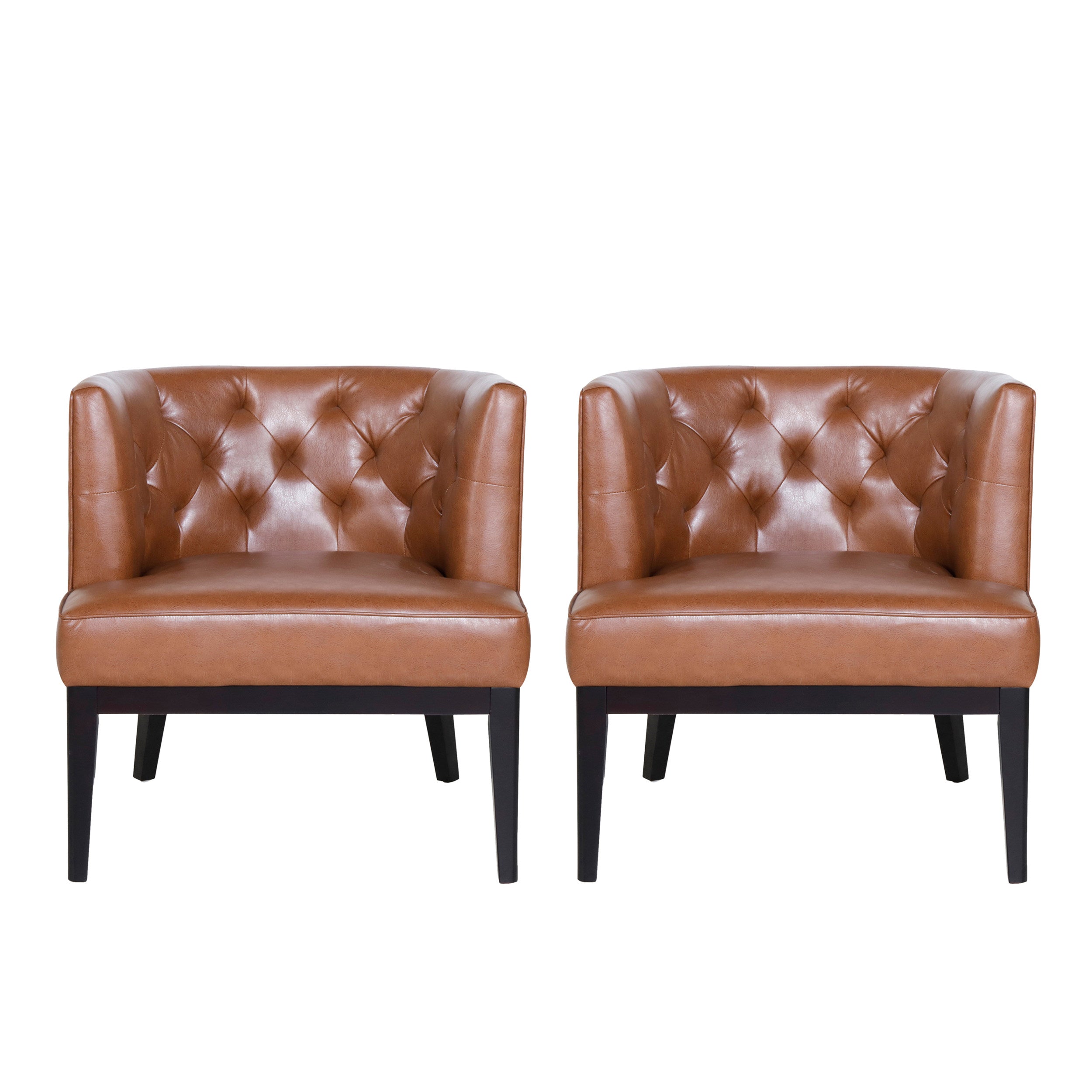 Evans Contemporary Fabric Tufted Accent Chairs, Set of 2