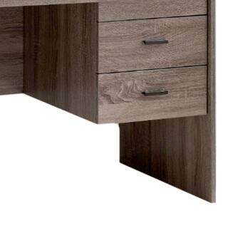 Benzara 48 in. Rectangular Gray 3 Drawer Computer Desk with Locking Feature BM148857