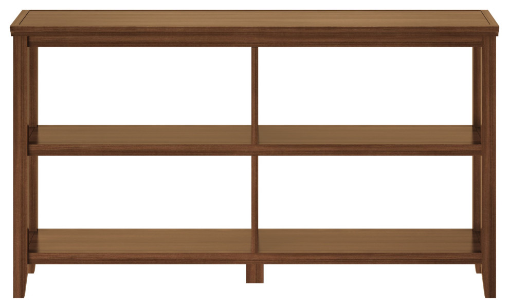 Newridge 2 Tier Low Wooden Bookcase Walnut   Transitional   Bookcases   by VirVentures  Houzz