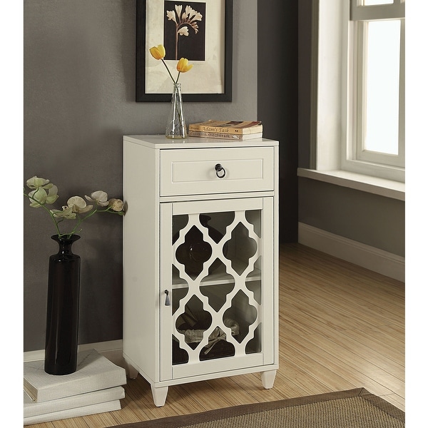 Side Table with 1 Drawers in White