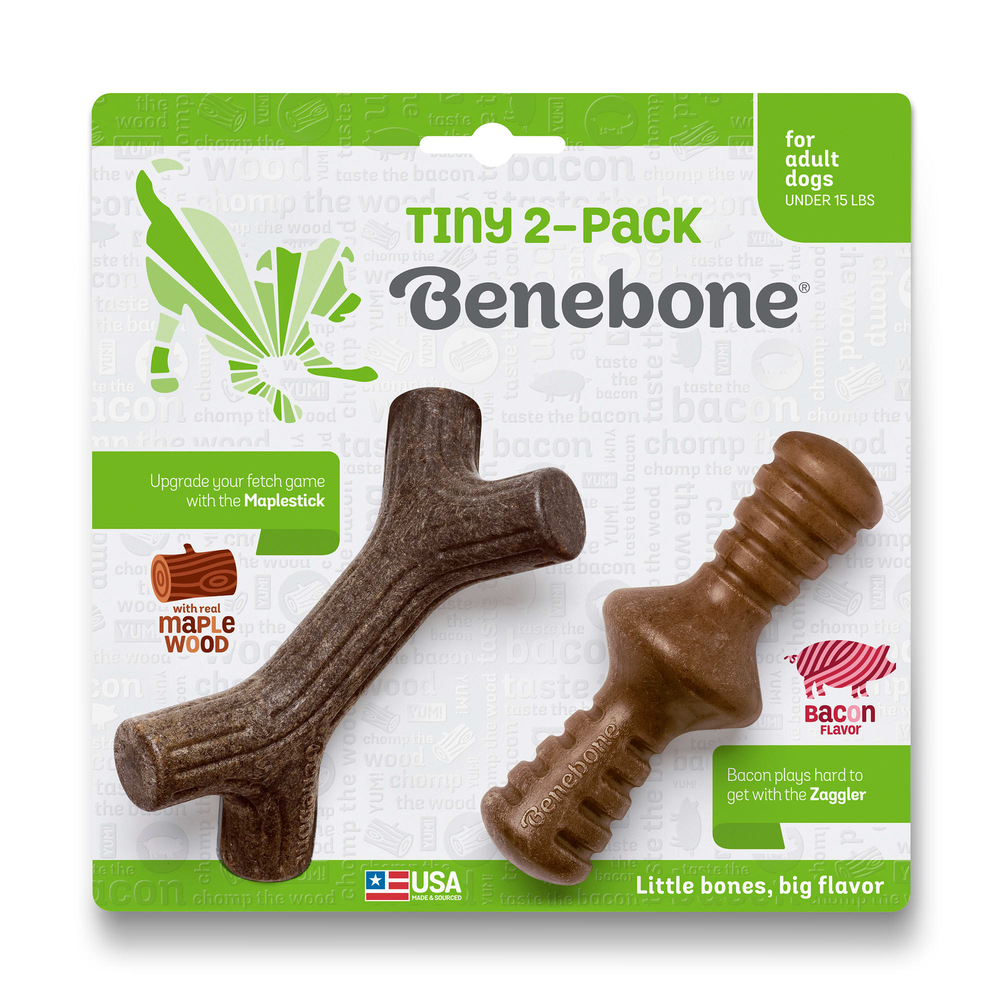 BENEBONE Stick/Zaggler Dog Chew Toys， X-Small， Pack of 2