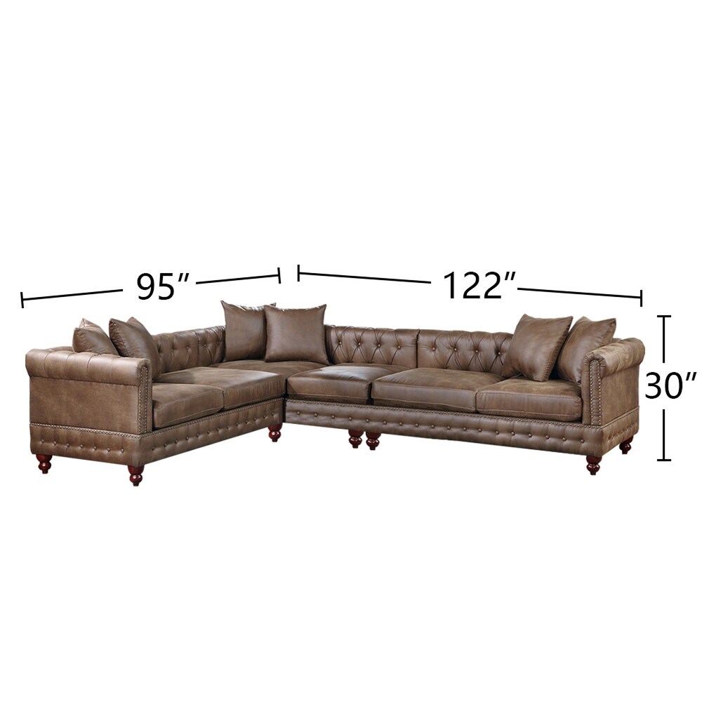 4 Piece Leatherette Upholstered Sectional Sofa Set with Wood Legs