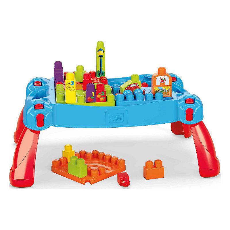 MEGA BLOKS Build ‘n Learn Table Activity Building Set， Learning Toy for Toddlers