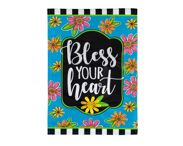 Evergreen Floral Blessings Applique Garden Flag - 169446