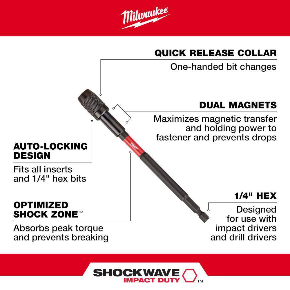 MW SHOCKWAVE Impact Duty 12 in. Magnetic Locking Bit Holder 48-32-4533