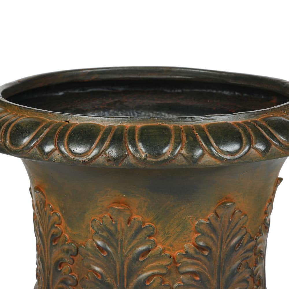 LuxenHome Weathered Burnt Orange Decorative MgO Urn Planter WH040