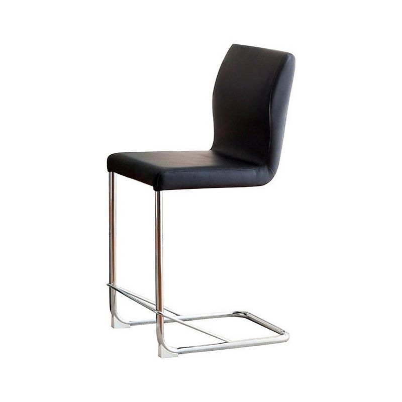 Lodia II Contemporary Counter Height Chair With Black Pu， Set of 2