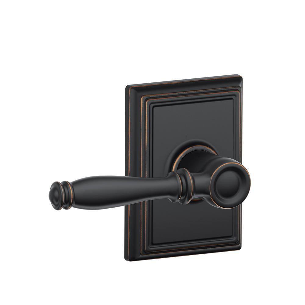 Schlage Birmingham Aged Bronze Passage HallCloset Door Handle with Addison Trim F10 BIR 716 ADD