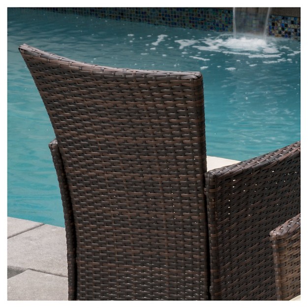 Malta Set Of 2 Wicker Patio Dining Chair With Cushion Brown Christopher Knight Home