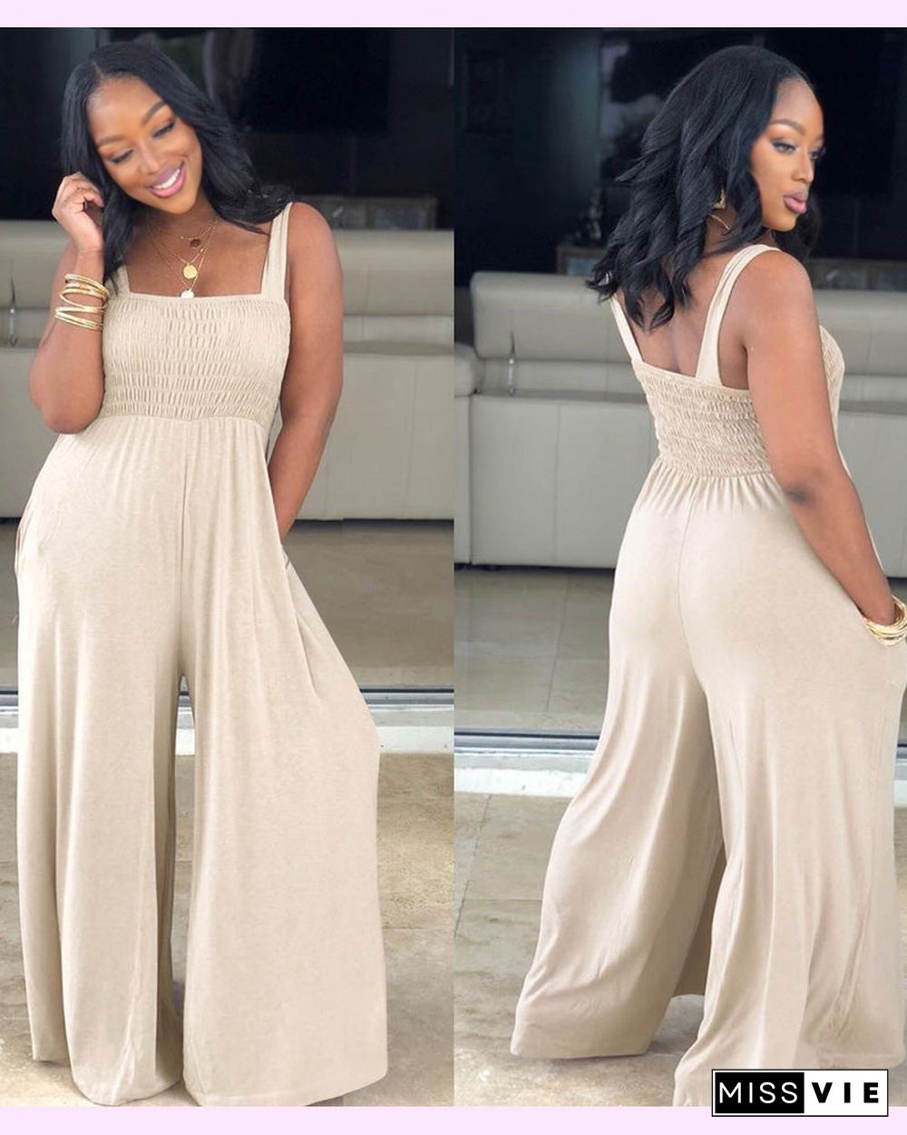 Sleeveless Wide Leg Jumpsuit