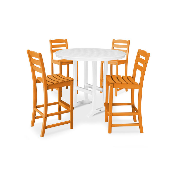 Polywood La Casa Café 5-Piece Side Chair Bar Dining Set PWS307-1